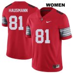 Women's NCAA Ohio State Buckeyes Jake Hausmann #81 College Stitched 2018 Spring Game Authentic Nike Red Football Jersey UE20Y32HO